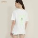 CANVAUS round neck rabbit printed T-shirt for women with shoulders, short sleeves, loose black summer cotton cartoon women's top