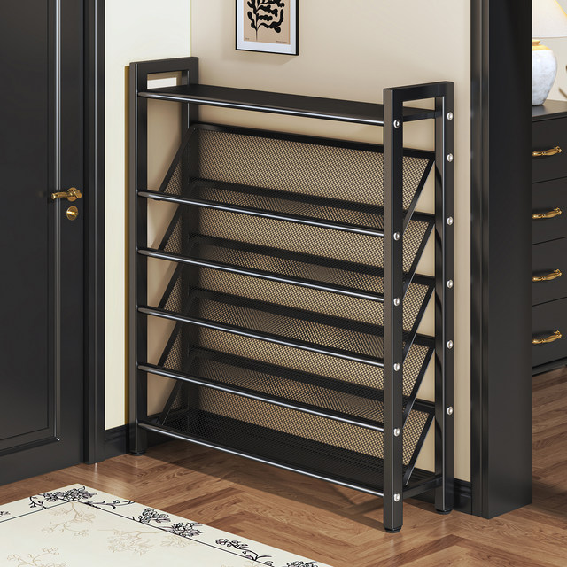 Shoe rack multi-layer home door small narrow good-looking ultra-thin shoe rack storage rack 15cm diagonally placed small simple shoe cabinet