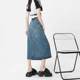 
Retro slit denim skirt for women in 2024 new high-waisted slim summer A-line skirt hip-covered midi skirt