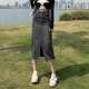 
High-waisted design-sensing denim skirt women's skirt 2024 summer new slit slim small A-line midi skirt