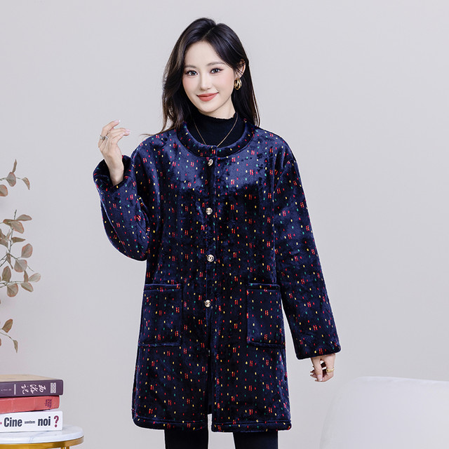 Autumn and winter crystal velvet cover for adult women plus velvet thickened down jacket protective clothing long-sleeved kitchen apron fashionable work clothes