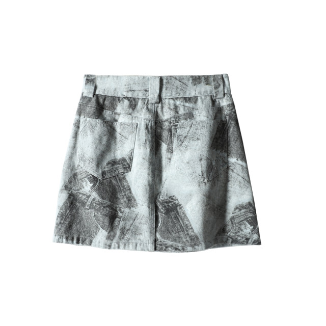Spring brand discounts Personalized street high waist printing and dyeing multi-pocket denim hip short skirt for women 335
