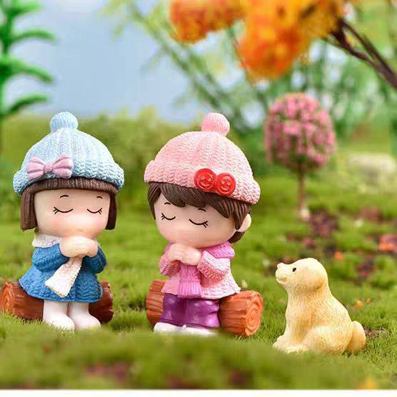 Micro landscape sweater wishing couple boy and girl doll figure blind box decoration accessories car desktop small ornaments