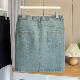 Large size denim skirt for women 200 Jin [Jin equals 0.5 kg] Fat mm summer high waist slim and slim hot girl hip skirt straight short skirt