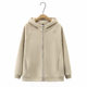 Large size plush jacket for women 200Jin [Jin equals 0.5kg] fat mm winter plus velvet thickening casual loose slimming hooded cardigan sweatshirt