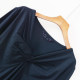 Spring and Autumn new women's long-sleeved V-neck dress Korean midi skirt solid color loose fashionable casual temperament