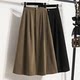 2024 large-size women's new Korean version mid-length pocket skirt high-waisted slim A-line suit large umbrella skirt

