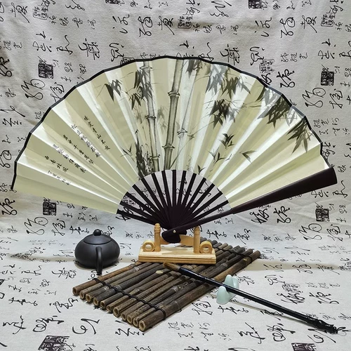 10 -INCH FAN Древний стиль летние складные фанаты бамбука в китайском стиле белая шелковая ткань фанат Hanfu Adverting Fan настройка