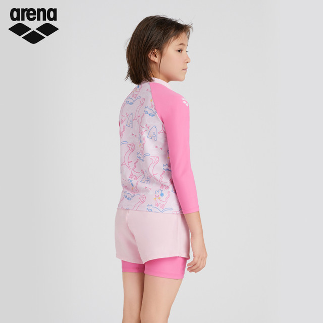 arena 2025 new children's amusement park sun protection conservative and comfortable split long-sleeved flat-angle swimsuit