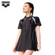 arena Arena 2025 new women's slim and comfortable vacation flesh-covering one-piece short-sleeved skirt swimsuit
