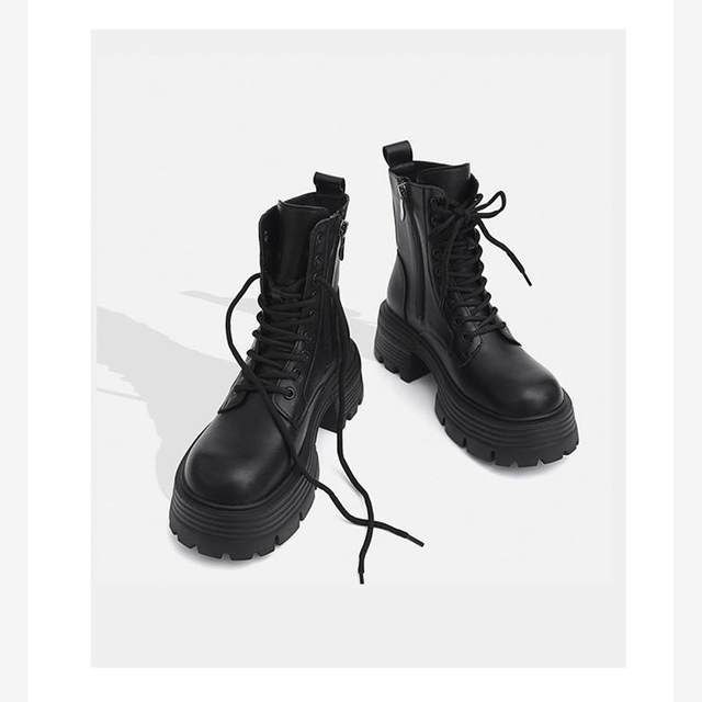 
Japanese GP Zhao Lusi Martin boots women's autumn and winter single boots thick sole increased British style slim boots short boots lace boots