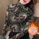 Fall and winter fashion Devlux new warm half-high neck middle-aged and elderly slim long-sleeved tops hot style printed bottoming
