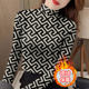 Fall and winter fashion Devlux new warm half-high neck middle-aged and elderly slim long-sleeved tops hot style printed bottoming
