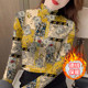 Fall and winter fashion Devlux new warm half-high neck middle-aged and elderly slim long-sleeved tops hot style printed bottoming
