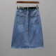 Spring and summer denim skirt for women 2025 new high-waist elastic slimming mid-length side slit A-line skirt versatile skirt
