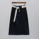 2025 spring and summer mid-length denim skirt for women European products, single-breasted front slit skirt, trendy slim skirt