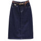 Summer mid-length high-waist denim skirt 2025 loose slim dark blue skirt versatile rear slit hip-pack skirt