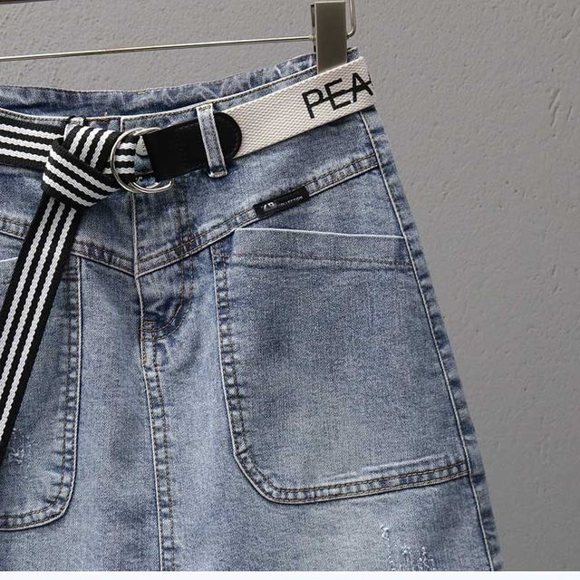 Anti-exposure denim skirt for women 2025 spring and summer A-line short skirt high waist versatile fashionable pocket slimming skirt trendy
