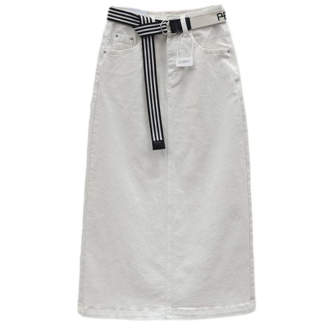 New spring high-waist denim skirt for women 2024 mid-length slim slim skirt with back slit hip-covered long skirt