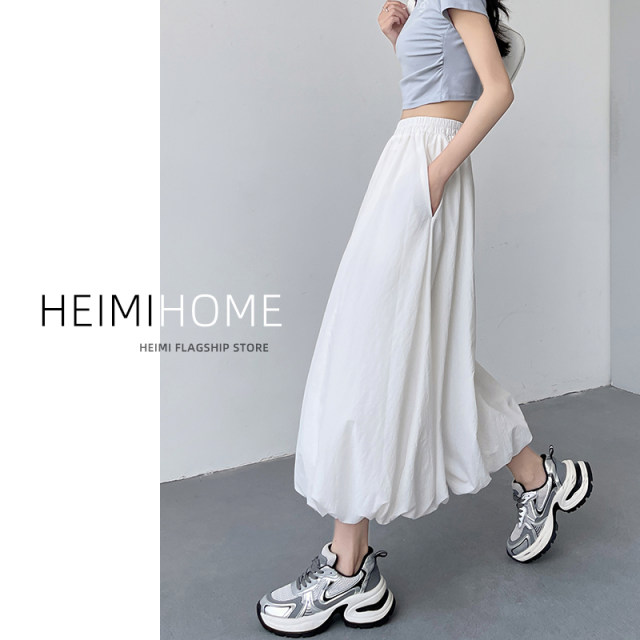 Putty Bud Skirt Female Summer Skin Small Mid -length Small Sports Wind Skirt White Design Ace

