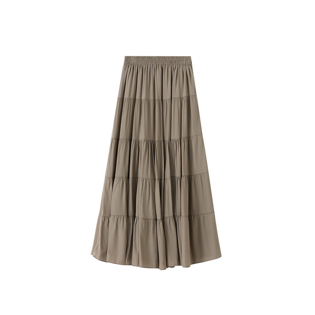 White skirt for women in spring, summer and autumn, small tall waist, slim A-line long skirt ballet style cake umbrella skirt trendy