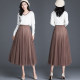 High-waisted gauze skirt with pleated women's spring 2025 new long skirt waist-hugging slimming skirt mid-length A-line large sway

