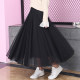 High-waisted gauze skirt with pleated women's spring 2025 new long skirt waist-hugging slimming skirt mid-length A-line large sway
