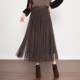 Mesh skirt velvet skirt spring and summer women's new high waist hip-covering drooping large hem skirt sequin skirt long skirt
