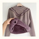 Winter plush thickened one-piece fluff sweater for mothers loose half turtle neck knitted warm bottoming elderly women's top
