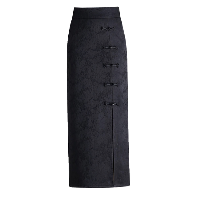 Women's Spring and Autumn Medium-Length Spring 2025 New Slim Slit Retro Chinese Style Cheongsam One-Step Skirt
