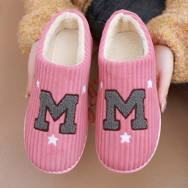 Winter new style bag heel women's cotton shoes non-slip men's and women's couple's woolen shoes home indoor plus velvet warm woolen cotton slippers