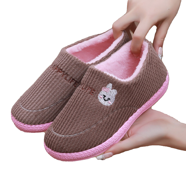 Winter new style bag heel women's cotton shoes non-slip men's and women's couple's woolen shoes home indoor plus velvet warm woolen cotton slippers