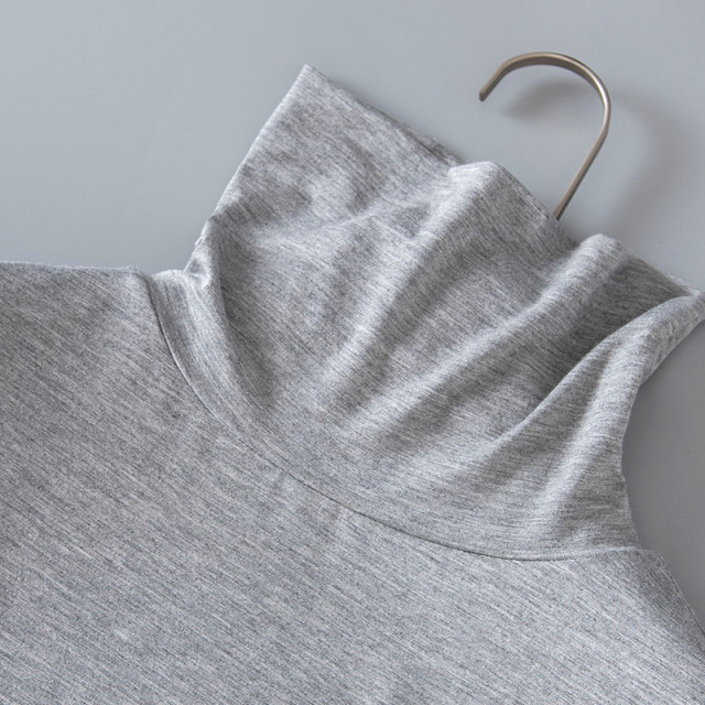 Modal turtleneck bottoming shirt men's thin long-sleeved inner lapel T-shirt solid color versatile push collar large size autumn coat