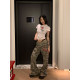 JMJ 2025 Spring American Love Hot Diamond Dog Paw Full Print Slim Short Sleeve T-shirt Women's Casual Base Shirt Top
