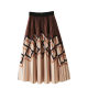 Spring high waist slim retro fashionable striped plaid contrasting color asymmetric printed mid-length skirt