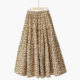 Spring Korean version of commuting high waist slim A-line large hem skirt umbrella skirt chiffon print French retro long skirt

