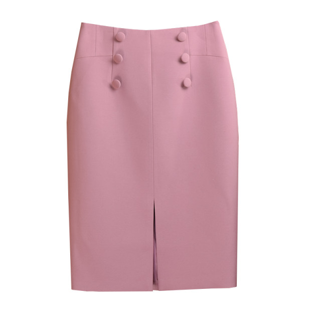 Workplace skirt mid-length skirt women's high waist hip skirt slimming commuting new dark blue zipper solid color one-step skirt