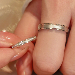 Couple Ring 999 Pure Silver Reed A pair of niche designs custom-delivered girlfriend Valentine's Day New Year gift