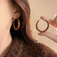 Retro Hong Kong style brown large earrings earrings for women with high-end earrings 2025 new hot plain earrings