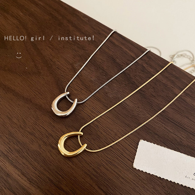 U-shaped horseshoe pendant necklace for women 2024 new high-end snake bone sweater chain autumn and winter simple matching accessories