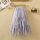 Spring and summer gauze skirt autumn and winter irregular mesh skirt high waist layer cake skirt A-line mid-length puffy skirt for women