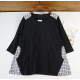 Japanese ladies cotton seven -point sleeve loose skirt shirt, spring and summer new pocket T -shirt medium long white 8337