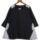 Japanese ladies cotton seven -point sleeve loose skirt shirt, spring and summer new pocket T -shirt medium long white 8337