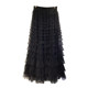 Mesh ruffled temperament skirt women's European station 2023 autumn and summer new model long skirt slimming cake skirt