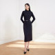 Xiquerip's mature temperament skirt with slit versatile commuter drapery makes it look slim and hip-decorated suit decorative pocket