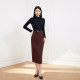 Xiquerip's mature temperament skirt with slit versatile commuter drapery makes it look slim and hip-decorated suit decorative pocket