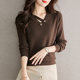 Large size fat MM loose slim base top 2024 autumn and winter new fashionable and stylish V-neck knitted sweater