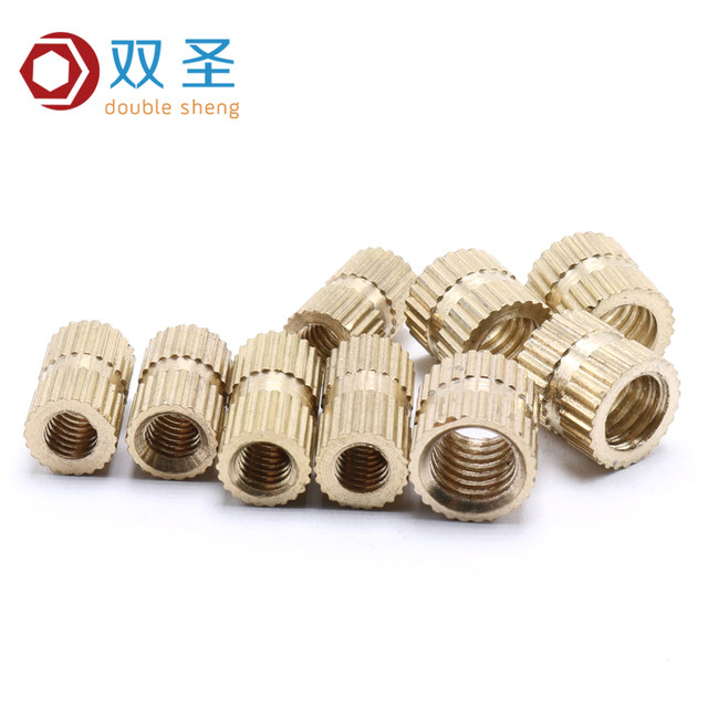 Copper inlays Injection molded copper nuts Copper embedded parts Copper knurled nuts Copper flower nuts