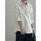 Super beautiful! irregular side slit slanted button-down shirt for women in spring and autumn new design niche and unique top