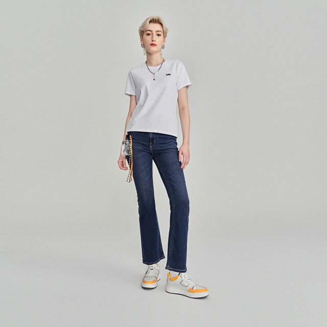 Lee Shopping Mall same spring and summer standard version small logo embroidered white casual women's short-sleeved T-shirt LWT0067073RT